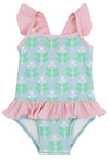 ST. LUCIA SWIMSUIT HANOVER HAND BLOCK WITH PALM BEACH PINK
