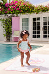 ST. LUCIA SWIMSUIT HANOVER HAND BLOCK WITH PALM BEACH PINK