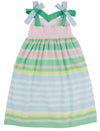 MACIE MIDI DRESS SARAOTA STRIPE WITH PALM BEACH , BUCKHEAD BLUE , AND GRACE BAY GREEN
