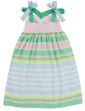 MACIE MIDI DRESS SARAOTA STRIPE WITH PALM BEACH , BUCKHEAD BLUE , AND GRACE BAY GREEN