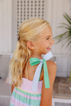 MACIE MIDI DRESS SARAOTA STRIPE WITH PALM BEACH , BUCKHEAD BLUE , AND GRACE BAY GREEN