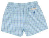 SHEFFIELD SHORTS SUNRISE BLVD BLUE AND TURKS TEAL CHANDLER CHECK WITH SUNRISE BLVD BLUE STORK