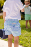 SHEFFIELD SHORTS SUNRISE BLVD BLUE AND TURKS TEAL CHANDLER CHECK WITH SUNRISE BLVD BLUE STORK