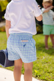 SHEFFIELD SHORTS SUNRISE BLVD BLUE AND TURKS TEAL CHANDLER CHECK WITH SUNRISE BLVD BLUE STORK