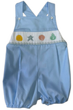 SEASHELL SMOCKED BOY BUBBLE WITH CRISS CROSS BACK