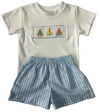 SAILBOAT SMOCKED BOYS SHORT SET