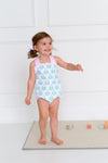 SISI SUNSUIT HANOVER HAND BLOCK WITH PALM BEACH PINK AND BUCKHEAD BLUE