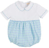 BRADFORD BUBBLE WORTH AVENUE WHITE WITH SUNRISE BLVD. BLUE AND TURKS TEAL CHANDLER CHECK