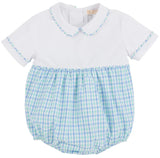 BRADFORD BUBBLE WORTH AVENUE WHITE WITH SUNRISE BLVD. BLUE AND TURKS TEAL CHANDLER CHECK