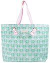 ISABELLE BEACH BAG HANOVER HAND BLOCK WITH PALM BEACH PINK