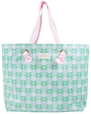 ISABELLE BEACH BAG HANOVER HAND BLOCK WITH PALM BEACH PINK