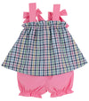LAINEY'S LITTLE SET PIER POINTE PLAID WITH HAMPTONS HOT PINK