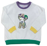 LULU BEBE SEQUIN MARDI GRAS PUPPY SWEATSHIRT