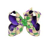 MARDI GRAS METALLIC  HARLEQUIN BOW 4.5"