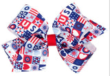 MEDIUM PATRIOTIC PRINT HAIR BOW