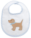 PUPPY APPLIQUE BASIC BIB - BLUE