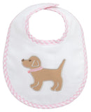 PUPPY APPLIQUE BASIC BIB - PINK