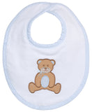 TEDDY BEAR APPLIQUE BASIC BIB - BLUE