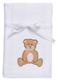 TEDDY BEAR APPLIQUE BURP - PINK