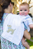 PUPPY APPLIQUE BURP - BLUE