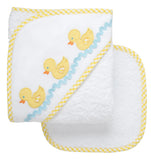 DUCK BABY HOODED TOWEL AND WASHCLOTH SET