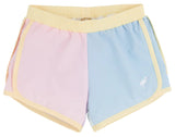 PREPLETIC SHIMMY SHAKE SHORTS PALM BEACH PINK , BEALE STREET BLUE , SEA ISLAND SEAFOAM , LAUDERDALE LAVENDER AND BELLPORT BUTTER YELLOW WITH WORTH AVENUE WHITE STORK