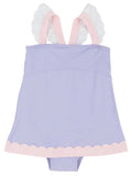 SANCTUARY SCALLOP SWIMSUIT LAUDERDALE LAVENDER WITH PALM BEACH PINK