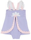 SANCTUARY SCALLOP SWIMSUIT LAUDERDALE LAVENDER WITH PALM BEACH PINK