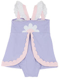 SANCTUARY SCALLOP SWIMSUIT LAUDERDALE LAVENDER WITH PALM BEACH PINK