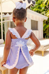 SANCTUARY SCALLOP SWIMSUIT LAUDERDALE LAVENDER WITH PALM BEACH PINK