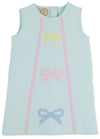 ANNIE APRON DRESS SEA ISLAND SEAFOAM WITH PALM BEACH PINK AND BOW APPLIQUES