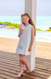 ANNIE APRON DRESS SEA ISLAND SEAFOAM WITH PALM BEACH PINK AND BOW APPLIQUES