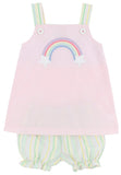 JILLIAN JUMPER SET PALM BEACH PINK WITH SANTA MARIA SEERSUCKER AND RAINBOW APPLIQUE