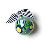 ON THE FARM TRACTOR GLASS ORNAMENT