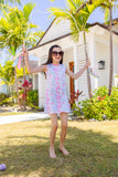 SLEEVELESS POLLY PLAY DRESS CAPE CODE CLUSTERS WITH HAMPTONS HOT PINK