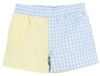 SHEFFIELD SHORTS BUCKHEAD BLUE GINGHAM AND LAKE WORTH YELLOW GINGHAM WITH WORTH AVENUE WHITE STORK