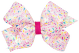 MEDIUM SEQUIN NEON CONFETTI PRINT BOW