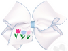 KING GROSGRAIN BOWS WITH MOONSTITCH EDGE AND TULIP EMBROIDERY