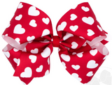 KING VALENTINE HEART PRINT GROSGRAIN HAIR BOW
