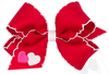 MEDIUM VALENTINE HEART EMBROIDERED GROSGRAIN HAIR BOW WITH MOONSTITCH EDGE