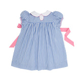 MARY DAL DRESS BARBADOS BLUE STRIPE WITH HAMPTONS HOT PINK