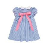 MARY DAL DRESS - BARBADOS BLUE STRIPE WITH HAMPTONS HOT PINK