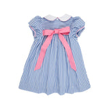 MARY DAL DRESS BARBADOS BLUE STRIPE WITH HAMPTONS HOT PINK