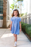 MARY DAL DRESS BARBADOS BLUE STRIPE WITH HAMPTONS HOT PINK