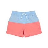 COUNTRY CLUB COLORBLOCK TRUNKS BAELE STREET BLUE & PARROT CLAY CORAL WITH T.B.B.C POCKET