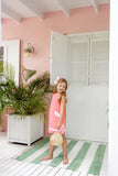 TAYLOR TUNIC DRESS PARROT CAY CORAL WITH PALM BEACH PINK