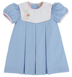 BUNNY PHIPPS FROCK BEALE STREET BLUE WITH WORTH AVENUE WHITE , PALM BEACH PINK , AND BUNNY APPLIQUE