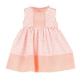 GIRLS SLEEVELESS TUCK DRESS WITH SASH - CORAL ORANGE