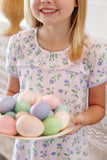RAMONA RUFFLE DRESS TUXEDO PARK TULIPS WITH LAUDERDALE LAVENDER