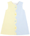 KENNEDY COLORBLOCK DRESS LAKE WORTH YELLOW GINGHAM AND BUCKHEAD BLUE GINGHAM